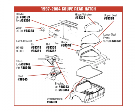 Corvette Hatch Glass Latch Bracket, Right, 1997-1998