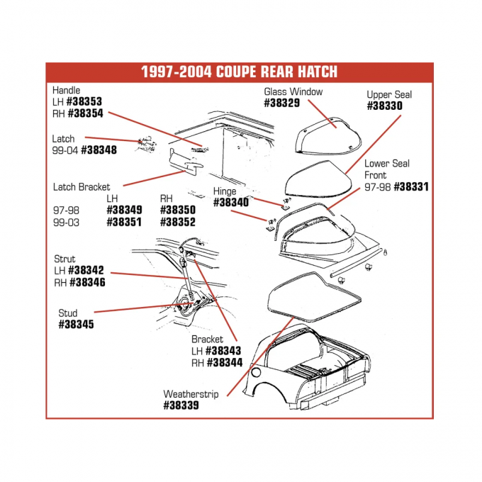 Corvette Hatch Glass Latch Bracket, Left, 1997-1998