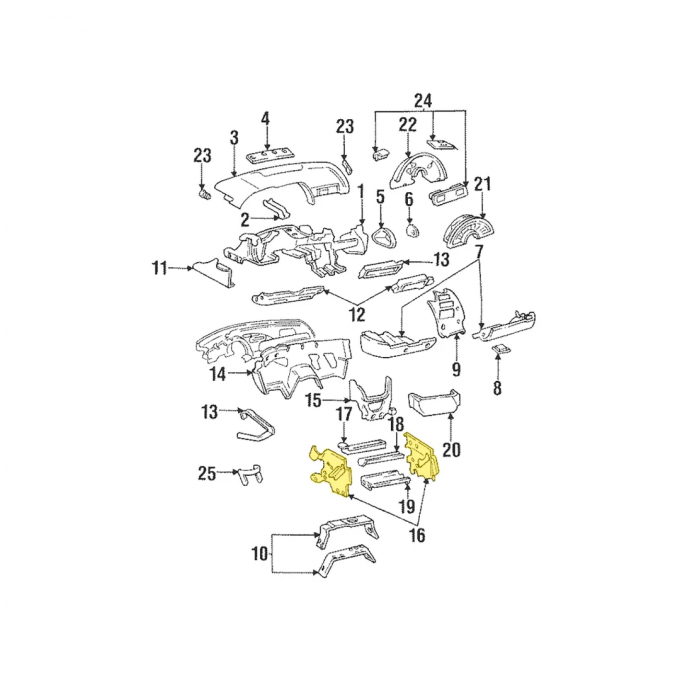 Corvette Bolster Bracket, Driver Side Inner, 1994-1996