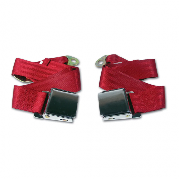 Corvette Seat Belts, Chrome Lift Red, 1963-1967