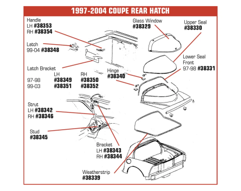 Corvette Hatch Glass Strut Bracket, Right, 1997-2004