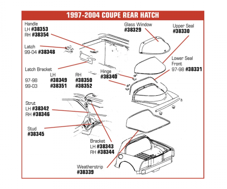 Corvette Hatch Glass Latch Bracket, Left, 1997-1998