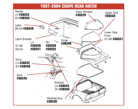 Corvette Hatch Glass Latch Bracket, Left, 1997-1998