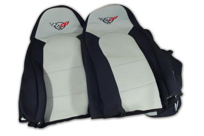 Corvette Seat Covers, Neoprene Black/Gray, 1997-2004