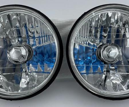 RedLine LumTronix 7 Inch Round White Diamond No Halo Headlights with Blue Halogen Bulbs HH-001