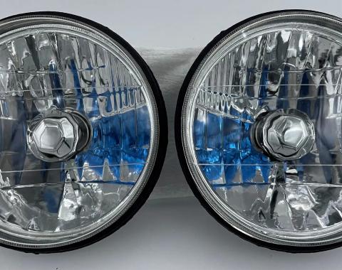 RedLine LumTronix 7 Inch Round White Diamond No Halo Headlights with Blue Halogen Bulbs HH-001