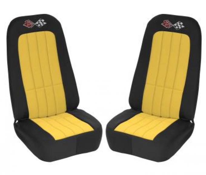 Corvette Neoprene Seat Covers with 68-72 Cross Flags, 1970-1978