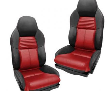 Corvette America 1994-1996 Chevrolet Corvette Custom 100% Leather Seat Covers Standard Black & Red 44225