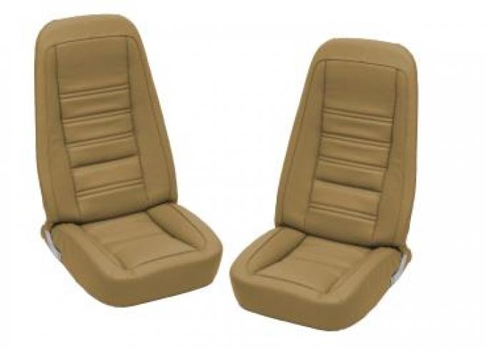 CA 1976-1977 Chevrolet Corvette Embroidered Leather Seat Covers 100% Leather 419857E | 76-77 Buckskin