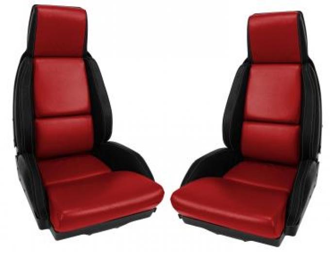 CA 1984-1988 Chevrolet Corvette Custom 100% Leather Seat Covers Standard Black & Red 44212