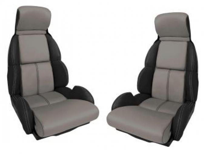 CA 1993 Chevrolet Corvette Custom 100% Leather Seat Covers Standard Black & Gray 44221