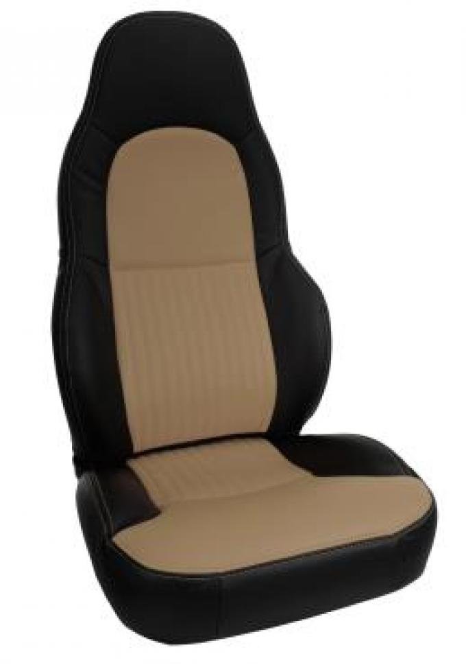 CA 1997-2004 Chevrolet Corvette Custom 100% Leather Seat Covers Standard Black & Oak 43862
