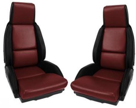 Corvette America 1984-1985 Chevrolet Corvette Mounted Leather Seat Covers Black / Dark Red 2 Tone Standard 45080