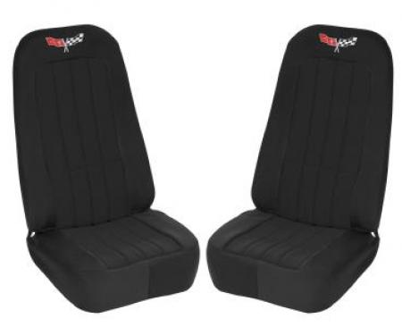 Corvette Neoprene Seat Covers, with 1977, 1979 Crossed Nose Emblem, 1970-1978