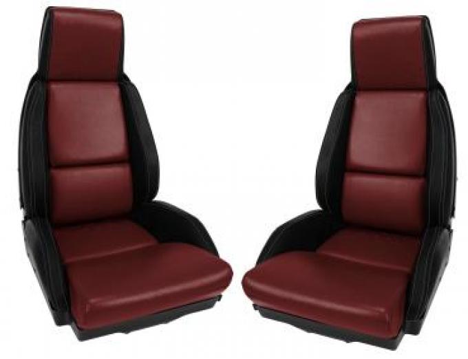 Corvette America 1984-1985 Chevrolet Corvette Mounted Leather Seat Covers Black / Dark Red 2 Tone Standard 45080