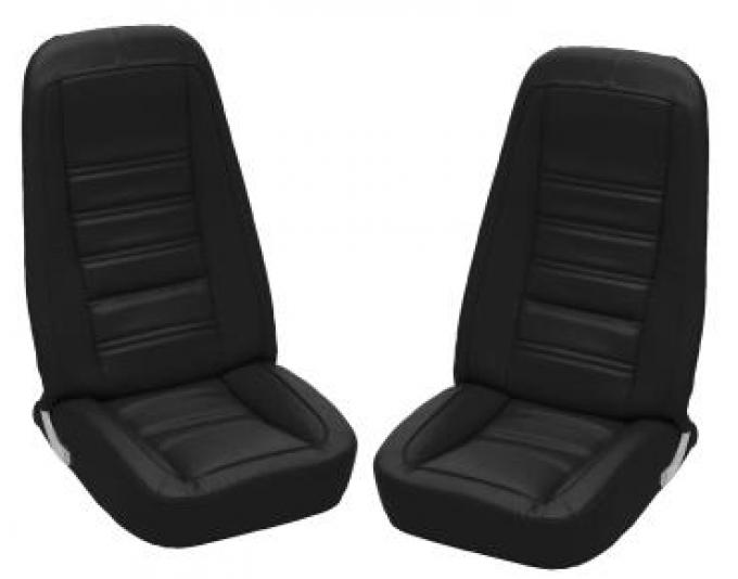 CA 1976-1978 Chevrolet Corvette Embroidered Leather Seat Covers Leather/Vinyl Original 419720E | 59-96 Black