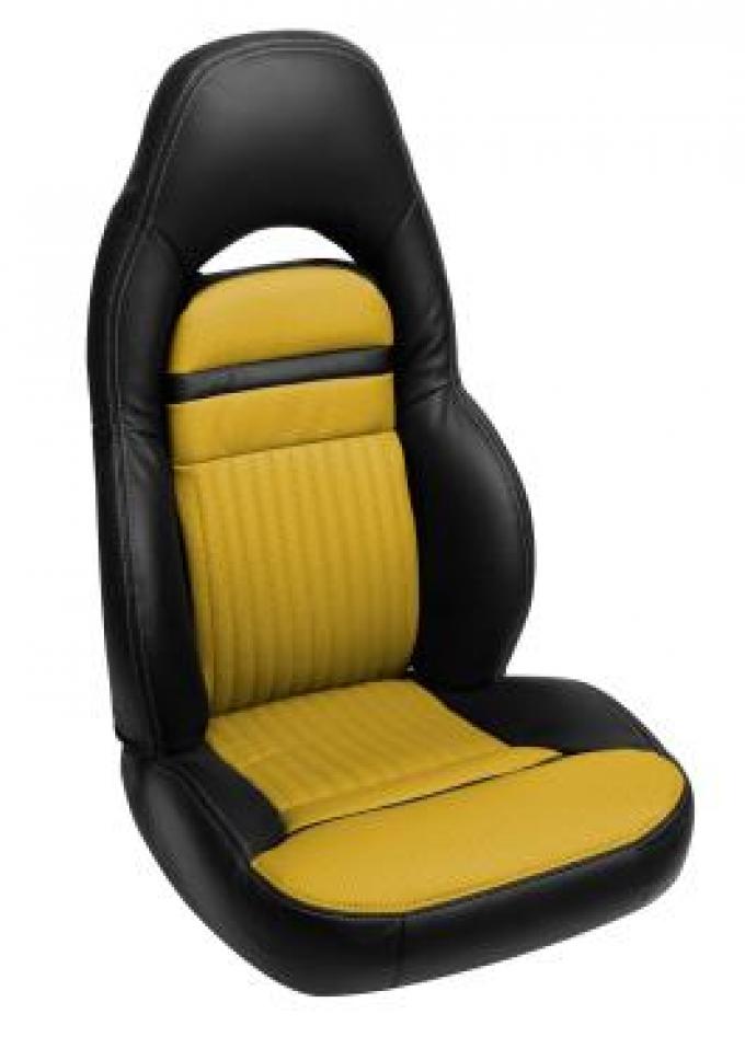 Corvette America 1997-2004 Chevrolet Corvette Custom 100% Leather Seat Covers Sport Black & Yellow 43874