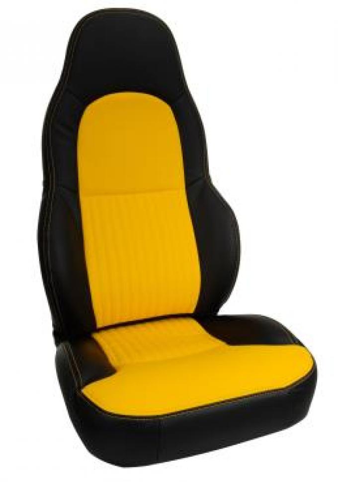 Corvette America 1997-2004 Chevrolet Corvette Custom 100% Leather Seat Covers Standard Black & Yellow 43864