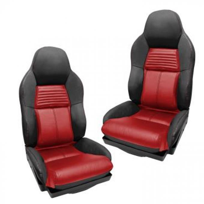 Corvette America 1994-1996 Chevrolet Corvette Custom 100% Leather Seat Covers Standard Black & Red 44225