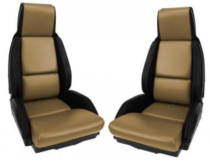 CA 1984-1987 Chevrolet Corvette Custom 100% Leather Seat Covers Standard Black & Saddle 44213