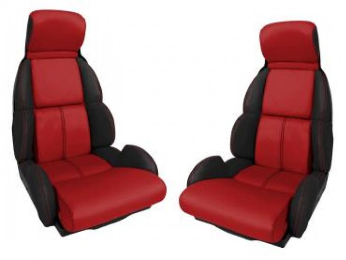 Corvette America 1993 Chevrolet Corvette Custom 100 Leather Seat Covers Standard Black Red 44222