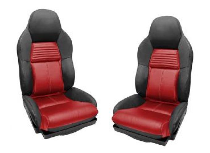 Corvette America 1994-1996 Chevrolet Corvette Custom 100% Leather Seat Covers Sport with Foam Black & Red 44249