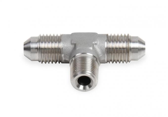 Earl's Male an -4 Tee to 1/8" NPT on Branch, Stainless Steel SS982504ERL