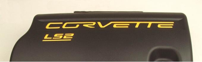 Corvette LS2 Fuel Rail 3D Domed Decals, Chrome, 2005-2007