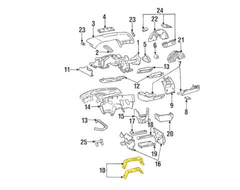 Corvette Dash Reinforcement, Lower Center, 1990-1996