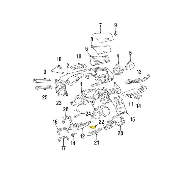 Corvette Bolster Bracket, Driver Side Center, 1990-1996