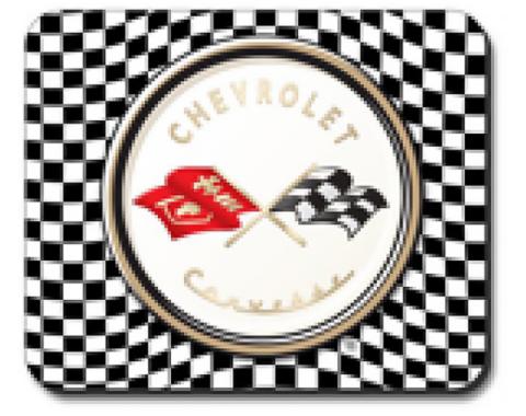 Corvette Checkered Flag Logo, Mouse Pad