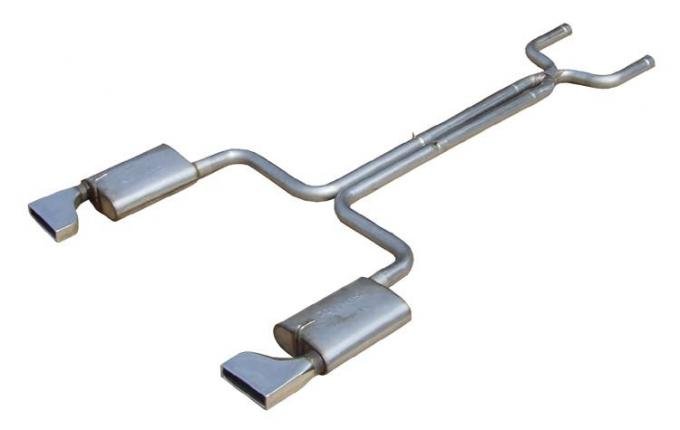 Pypes Crossmember Back w/X-Pipe Exhaust System 86-91 Corvette C4 Split Rear Dual Exit 2.5 in Intermediate And Tail Pipe Race Pro Mufflers/Hdw/2x8in. Polished Tips Incl Natural 409 Stainless Steel Exhaust SCC40R
