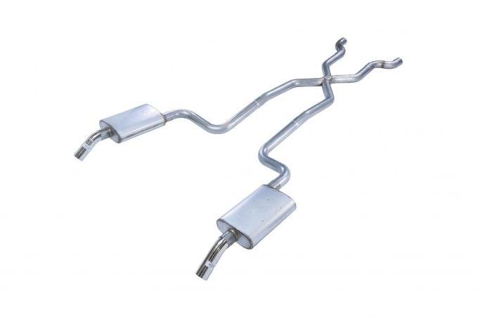 Pypes Crossmember Back w/X-Pipe Exhaust System 74-81 Corvette C3 Split Rear Dual Exit 2.5 in Intermediate And Tail Pipe Violator Mufflers/Hardware Incl Tip Not Incl Exhaust SCC10V