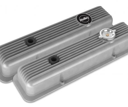 Holley Valve Covers, Muscle Series, Finned, SBC, Natural 241-134