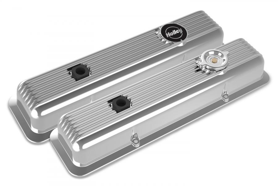 Holley SBC Muscle Car Valve Covers w/Holes Black Holley SBC Muscle Car Valve Covers w/Holes Black