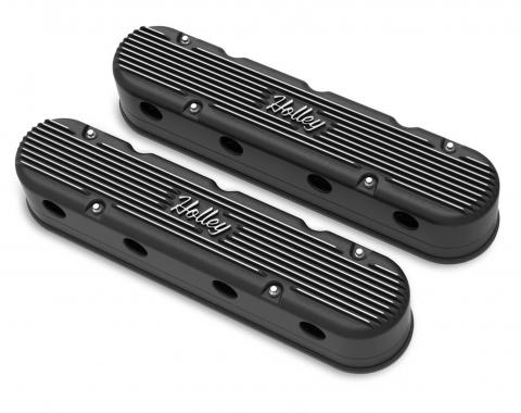 Holley 2-Piece Vintage Series Valve Cover, Gen III/IV LS, Satin Black Machined 241-172