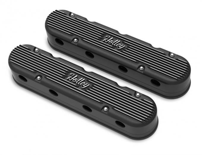 Holley 2-Piece Vintage Series Valve Cover, Gen III/IV LS, Satin Black Machined 241-172