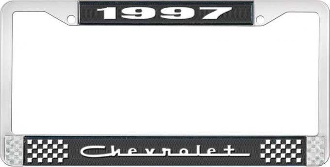 OER 1997 Chevrolet Style # 5 Black and Chrome License Plate Frame with White Lettering LF2239705A