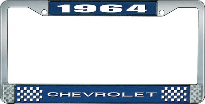 OER 1964 Chevrolet Style #1 Blue and Chrome License Plate Frame with White Lettering LF2236401B