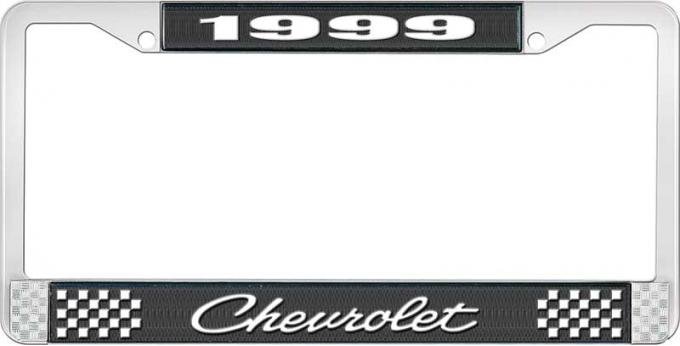 OER 1999 Chevrolet Style # 4 Black and Chrome License Plate Frame with White Lettering LF2239904A
