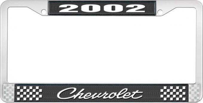 OER 2002 Chevrolet Style #4 - Black and Chrome License Plate Frame with White Lettering LF2230204A