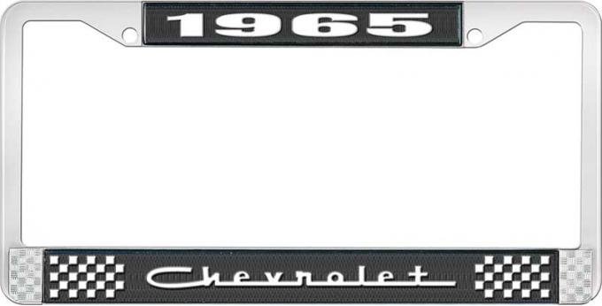 OER 1965 Chevrolet Style #5 Black and Chrome License Plate Frame with White Lettering LF2236505A