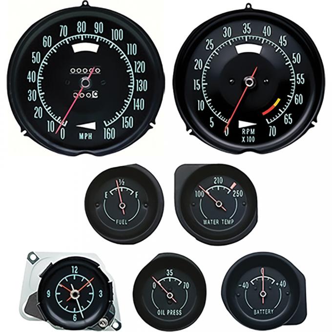 OER 1968 Corvette, Dash Gauge Kit, 6500 Redline, Without Speed Warning *K9697