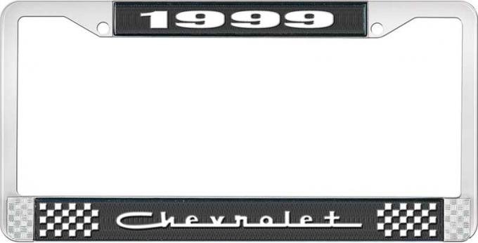OER 1999 Chevrolet Style # 5 Black and Chrome License Plate Frame with White Lettering LF2239905A