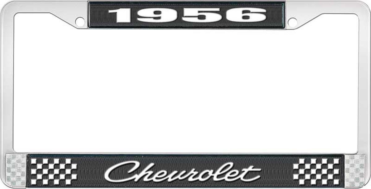 OER 1956 Chevrolet Style 4 Black and Chrome License Plate Frame with