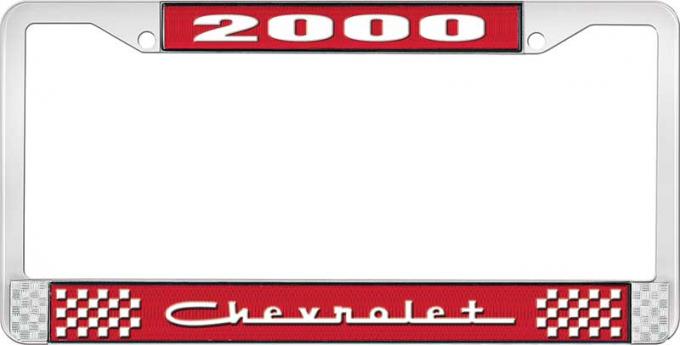 OER 2000 Chevrolet Style #5 - Red and Chrome License Plate Frame with White Lettering *LF2230005C