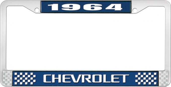 OER 1964 Chevrolet Style #3 Blue and Chrome License Plate Frame with White Lettering LF2236403B