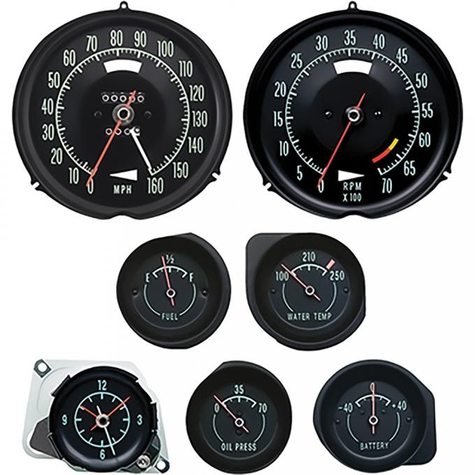 OER 1968 Corvette, Dash Gauge Kit, 6500 Redline, With Speed Warning *K9697A