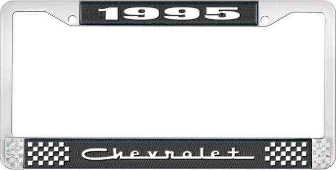 OER 1995 Chevrolet Style # 5 Black and Chrome License Plate Frame with White Lettering LF2239505A