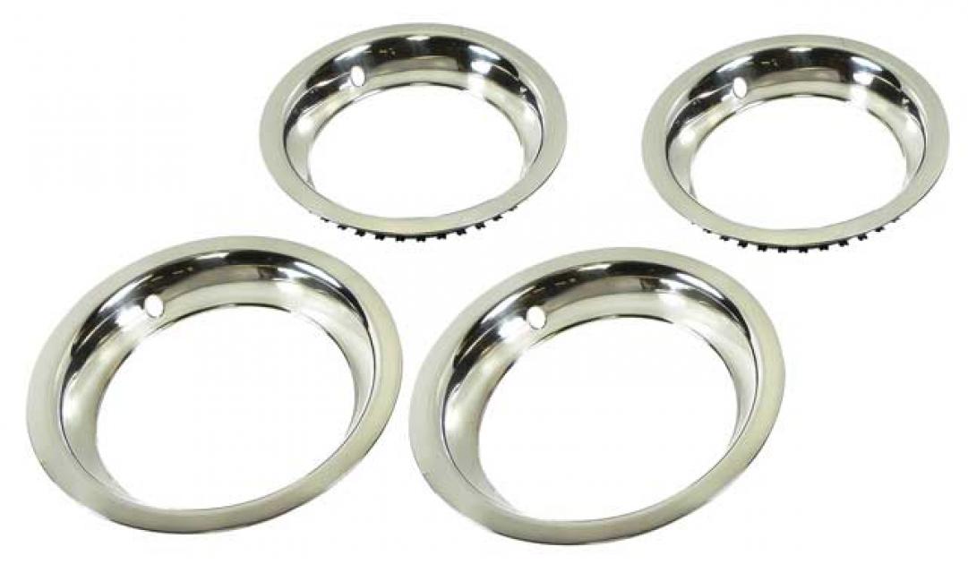 OER 14" Stainless Steel 11/2" Deep Round Lip Rally Wheel Trim Ring Set
